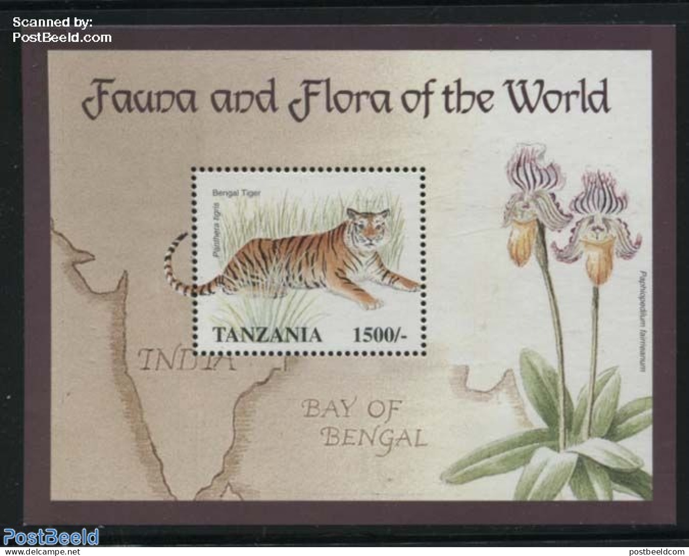 Tanzania 1998 Tiger S/s, Mint NH, Nature - Animals (others & Mixed) - Cat Family - Tanzania (1964-...)