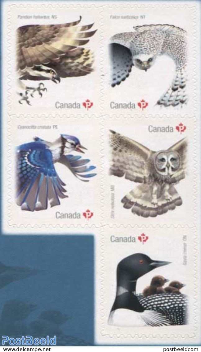 Canada 2017 Birds 5v S-a (from Booklet), Mint NH, Nature - Birds - Birds Of Prey - Owls - Nuevos