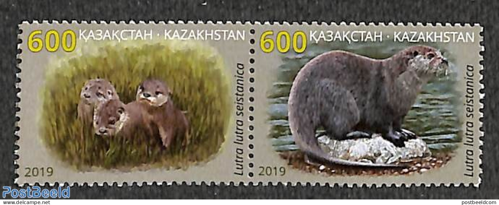 Kazakhstan 2019 Eurasian Otter 2v [:], Mint NH, Nature - Animals (others & Mixed) - Kazajstán