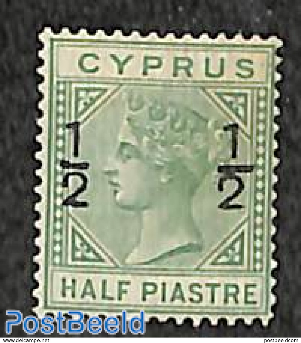 Cyprus 1882 Oveprint (local) 1/2, WM CA-Crown, Unused (hinged) - Unused Stamps