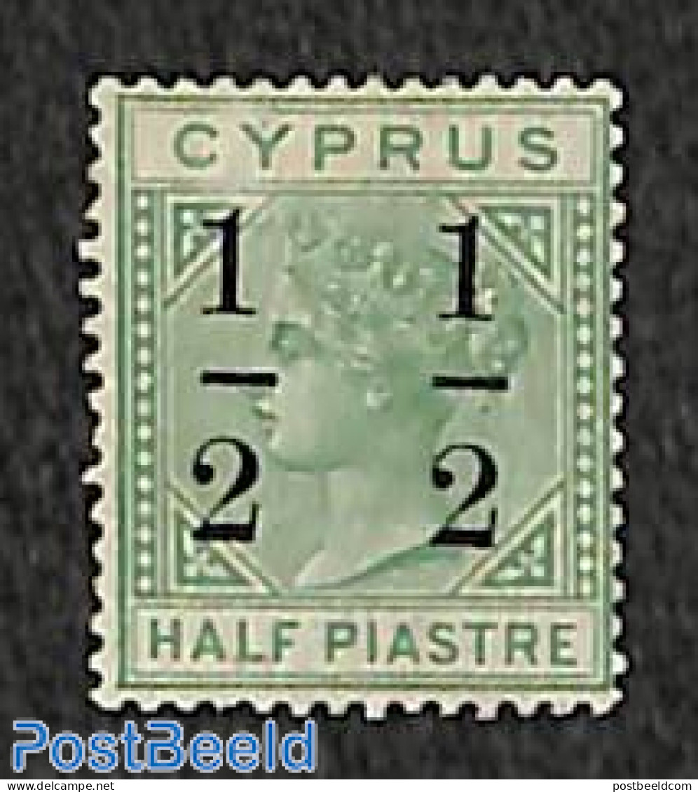 Cyprus 1886 Overprint (London) 1/2, WM CA-Crown, Distance 6-7mm Between -  -, Unused (hinged) - Unused Stamps