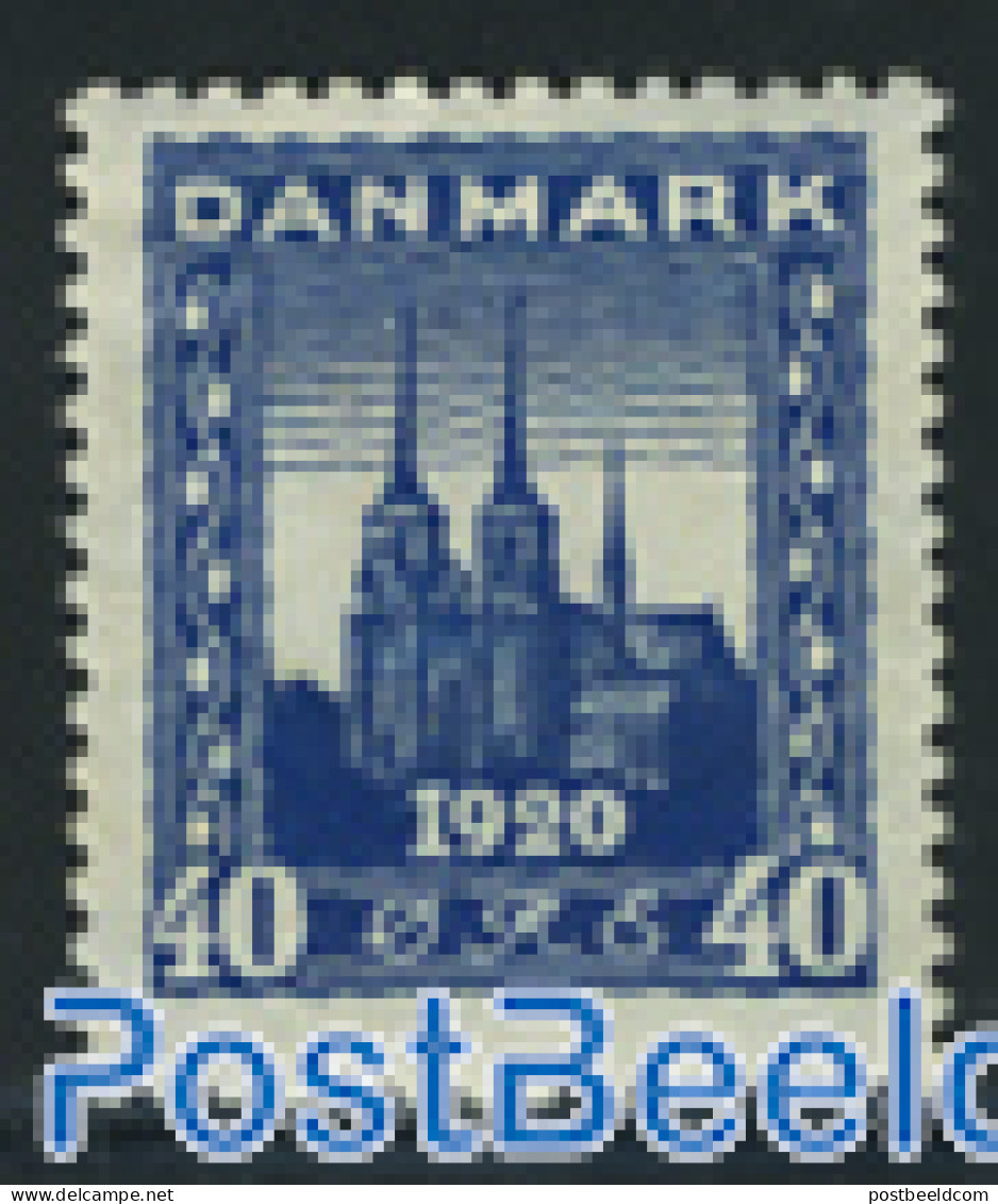 Denmark 1920 40o, Stamp Out Of Set, Mint NH, Religion - Churches, Temples, Mosques, Synagogues - Ungebraucht