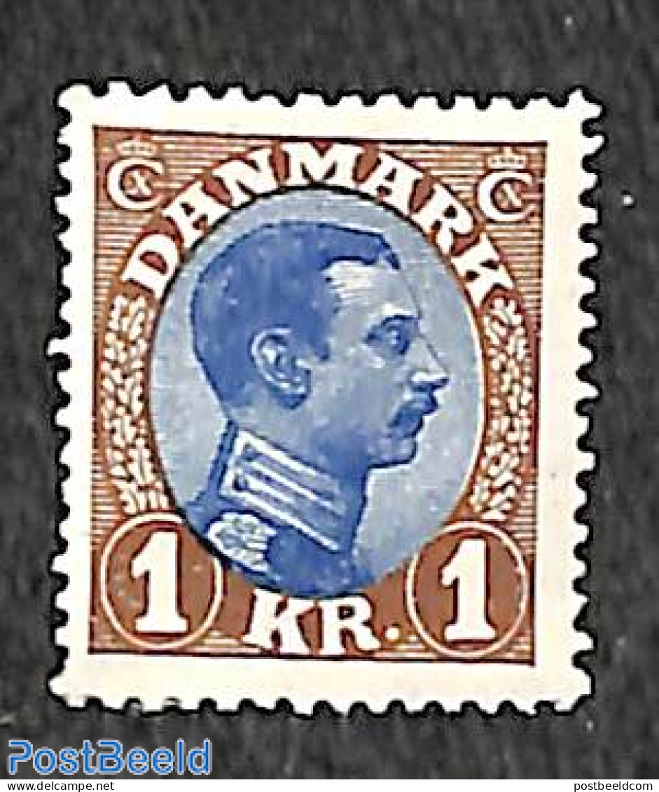 Denmark 1921 1Kr, Stamp Out Of Set, Unused (hinged) - Unused Stamps