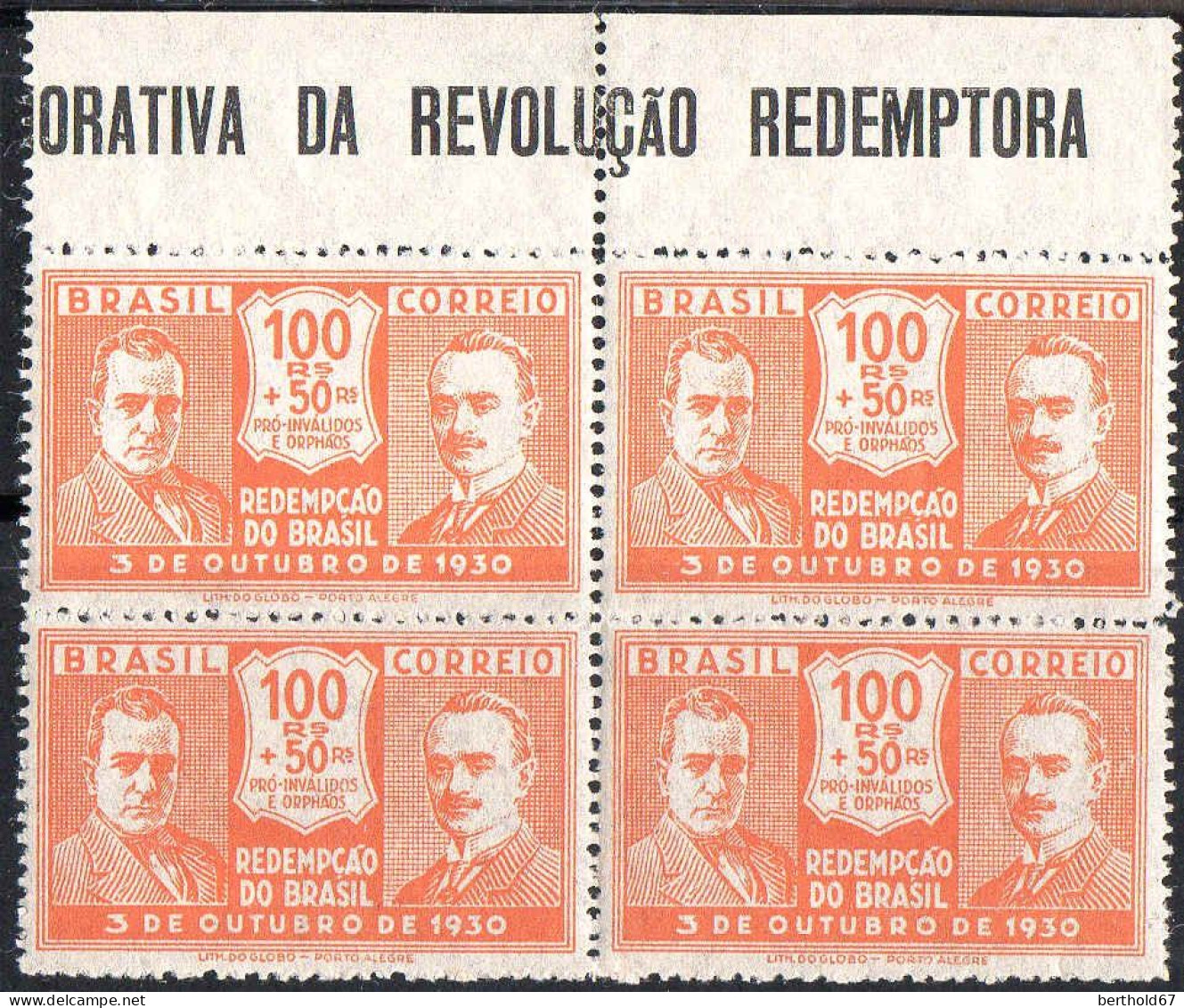 Brésil Poste N** Yv: 224 Mi:341 Getúlio Vargas & João Pessoa Bloc De 4 Bord De Feuille - Unused Stamps
