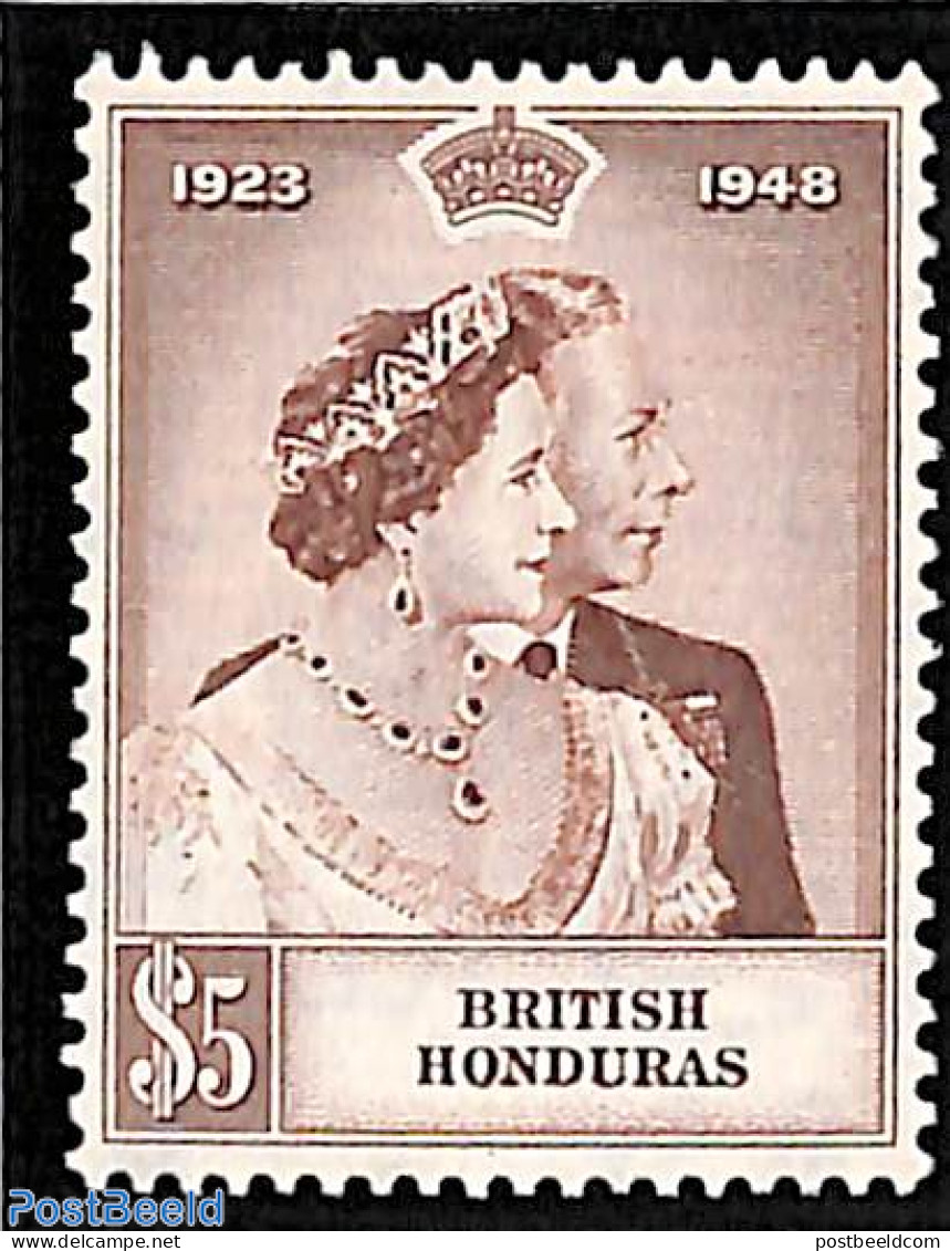 Belize/British Honduras 1948 5$, Stamp Out Of Set, Mint NH - British Honduras (...-1970)