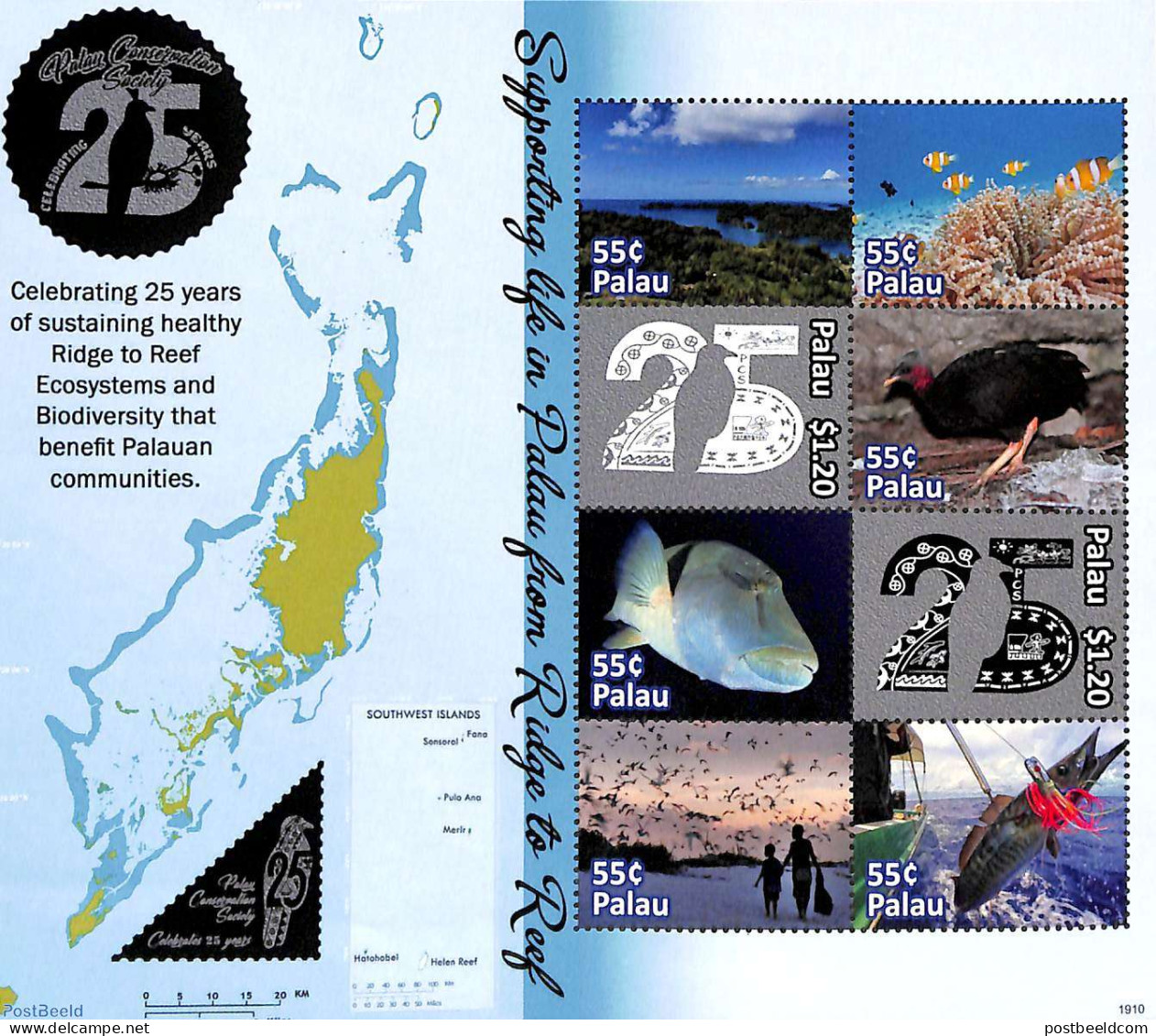 Palau 2019 Conservation Society 8v M/s, Mint NH, Nature - Transport - Various - Birds - Environment - Fish - Fishing -.. - Protezione Dell'Ambiente & Clima