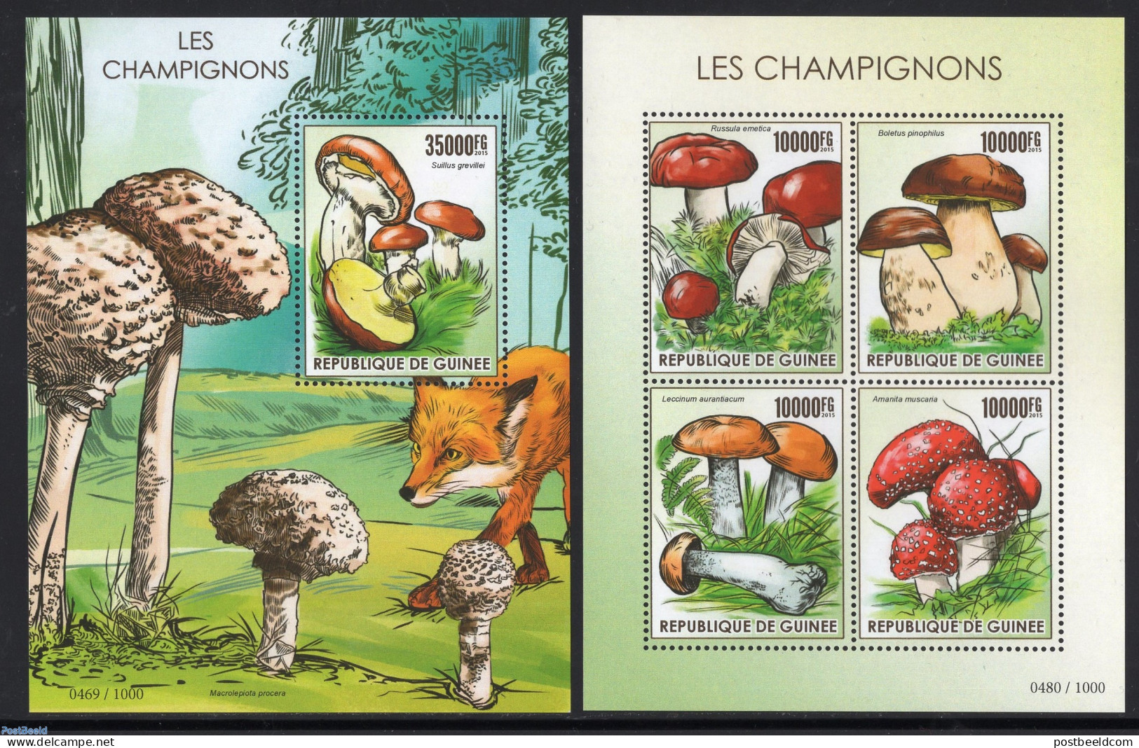 Guinea, Republic 2015 Mushrooms 2 S/s, Mint NH, Nature - Animals (others & Mixed) - Mushrooms - Funghi