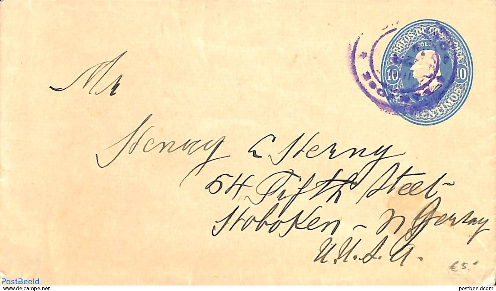 Costa Rica 1903 Envelope 10c, Used Postal Stationary - Costa Rica