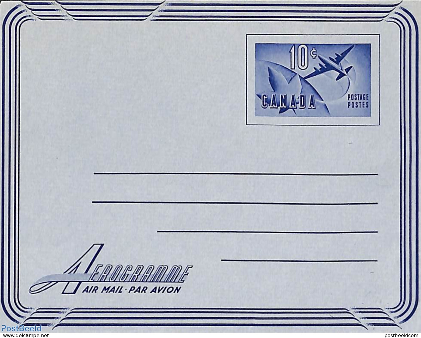 Canada 1955 Aerogramme 10c, Unused Postal Stationary, Transport - Aircraft & Aviation - Cartas & Documentos