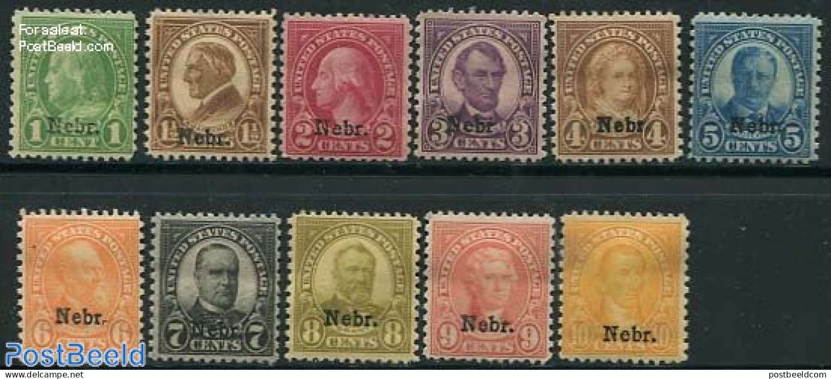 United States Of America 1929 Nebr. Overprints 11v, Mint NH - Unused Stamps
