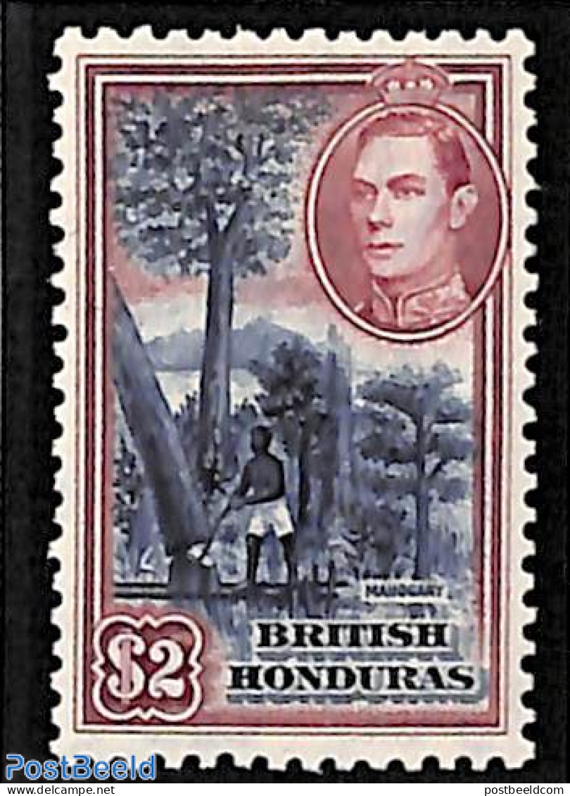 Belize/British Honduras 1938 $2, Stamp Out Of Set, Unused (hinged), Nature - Trees & Forests - Rotary, Lions Club