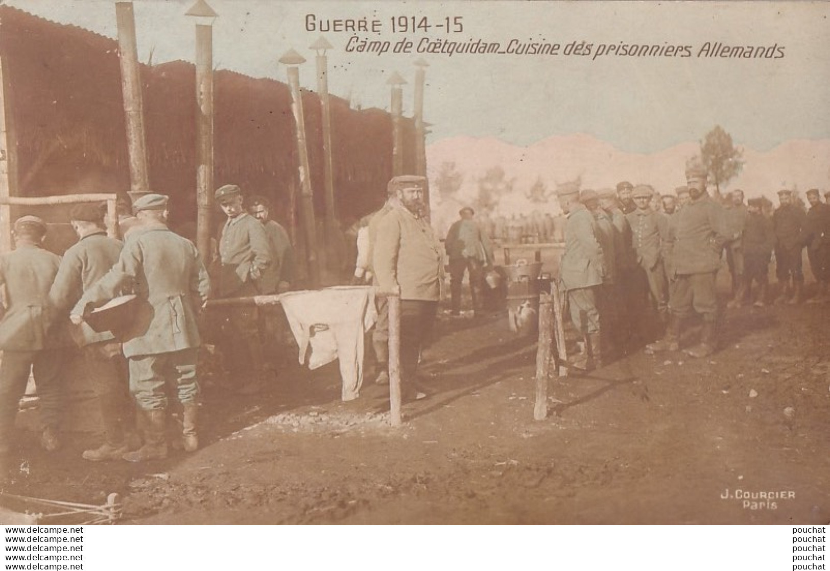 V15-56) CAMP DE COETQUIDAN - CUISINE DES PRISONNIERS ALLEMANDS - GUERRE 1914- 15 - ( ANIMEE - 2 SCANS ) - Guer Cötquidan