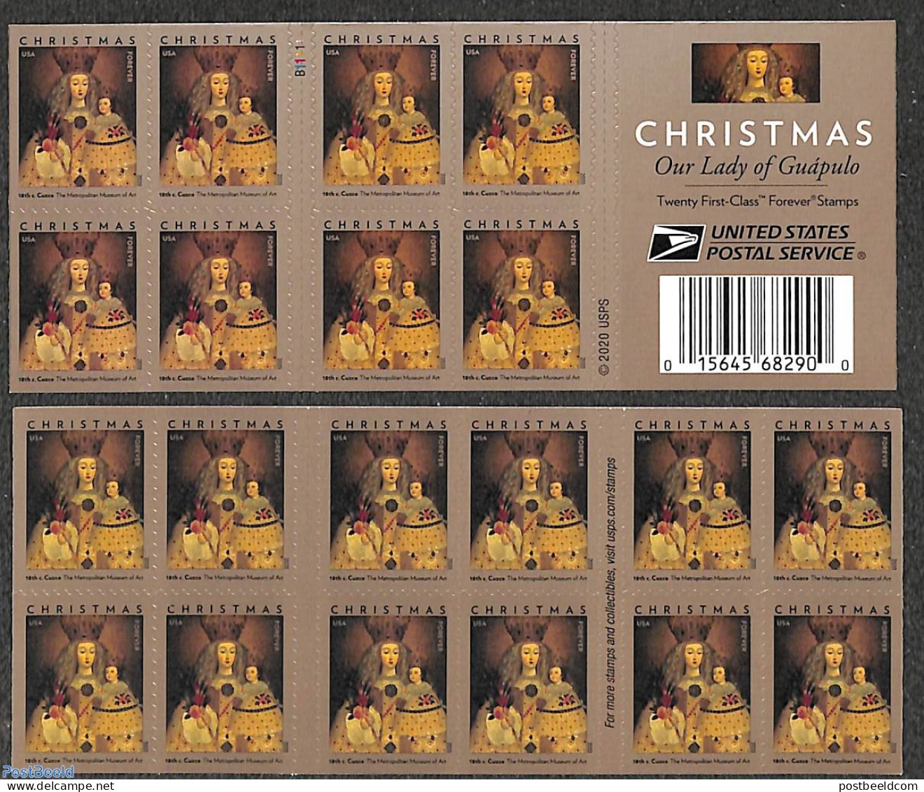 United States Of America 2020 Madonna Of Guapulo, Double Sided Booklet S-a, Mint NH, Religion - Christmas - Unused Stamps