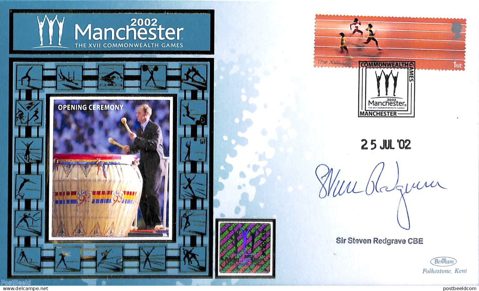 Great Britain 2002 Special Cover With Autograph, Sir Steven Redgrave, Postal History, Sport - Athletics - Sport (other.. - Cartas & Documentos