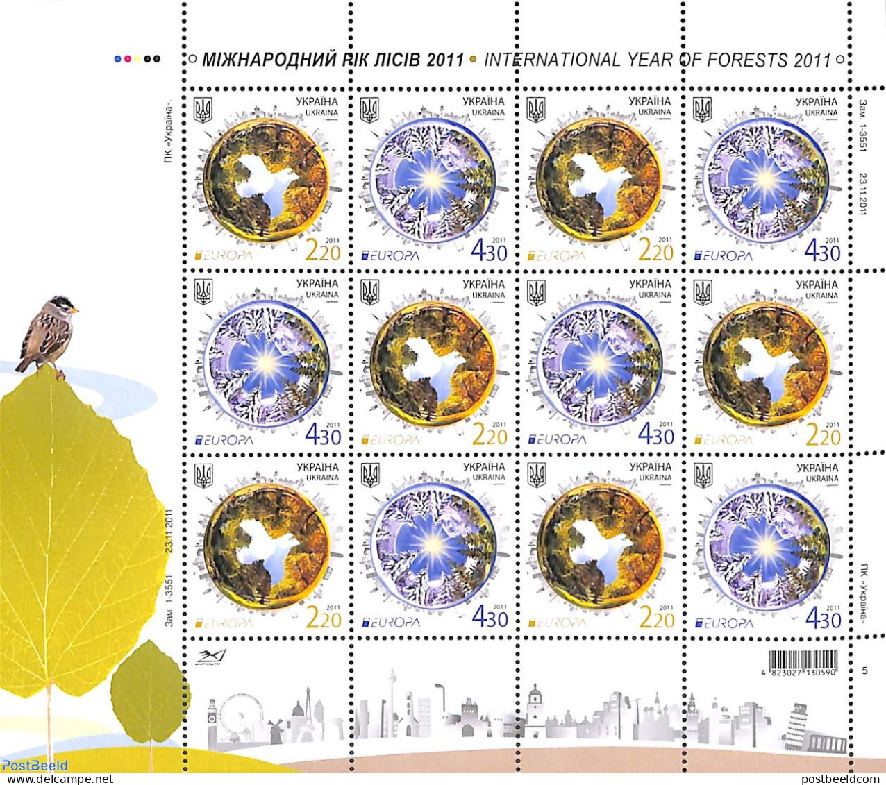 Ukraine 2011 Europa, Forests M/s, Mint NH, History - Nature - Europa (cept) - Trees & Forests - Rotary, Club Leones