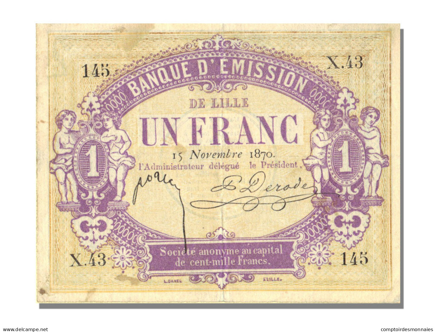 Billet, France, 1 Franc, 1870, TTB - Bonos