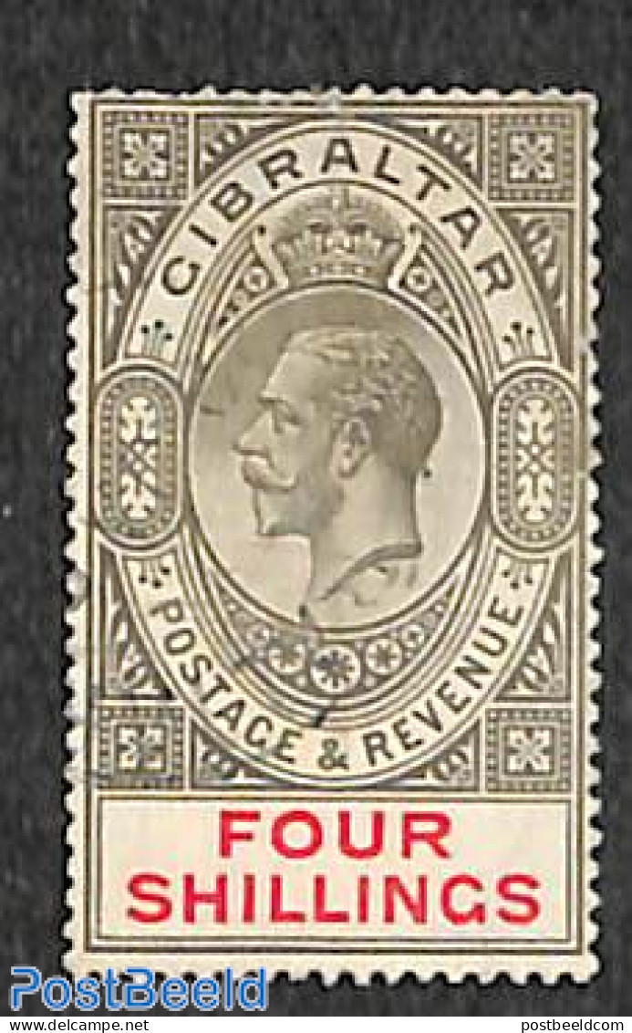Gibraltar 1921 4sh, Used, Stamp Out Of Set, Used Stamps - Gibilterra