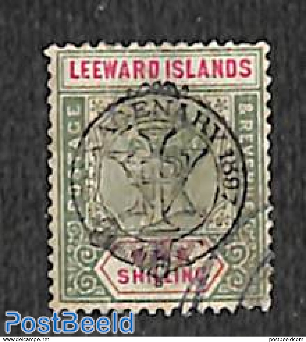 Leeward Islands 1897 1sh, Victoria Jubilee, Used, Used Stamps - Leeward  Islands