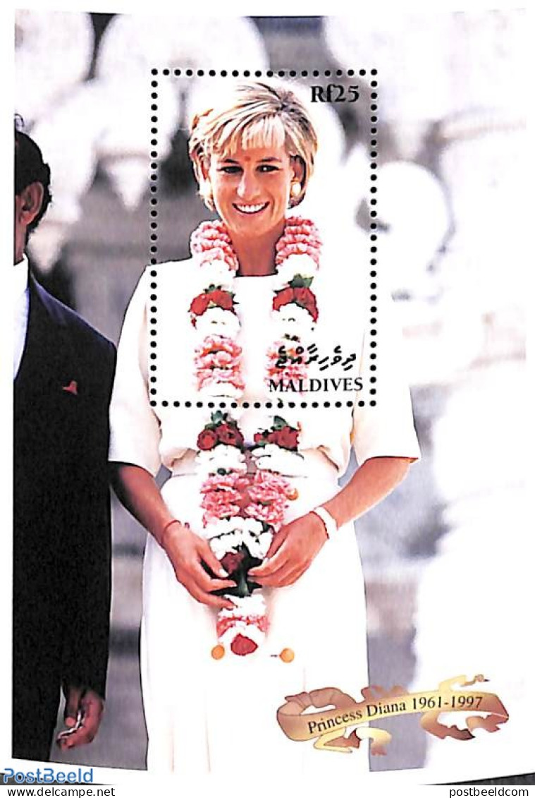 Maldives 1998 Princess Diana S/s, Mint NH, History - Charles & Diana - Kings & Queens (Royalty) - Familles Royales