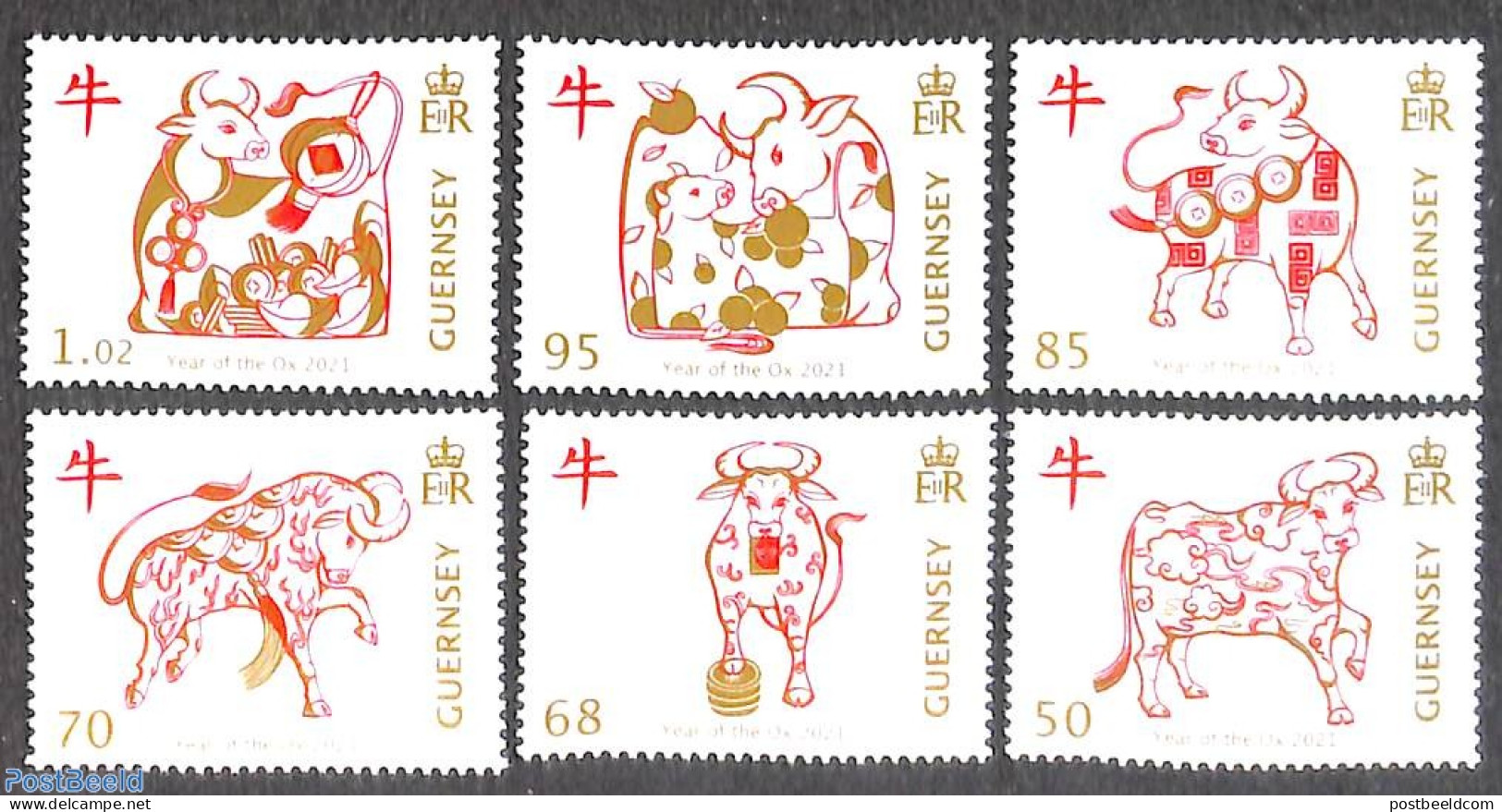 Guernsey 2021 Year Of The Ox 6v, Mint NH, Various - New Year - Nouvel An