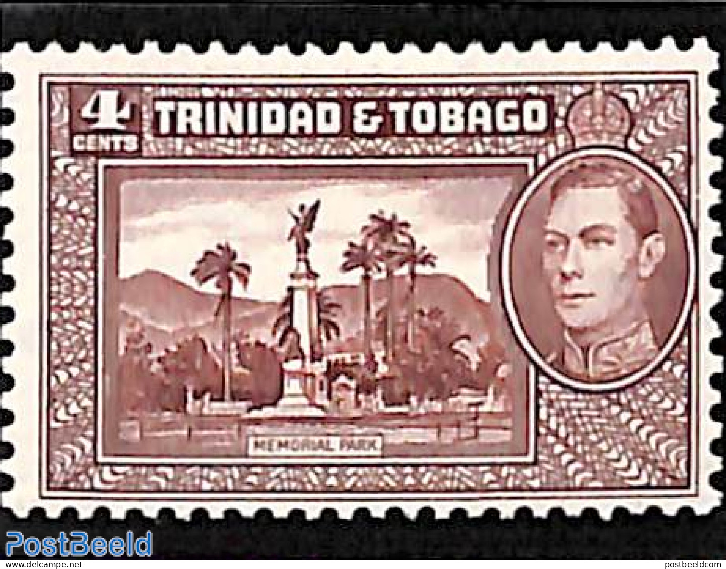 Trinidad & Tobago 1938 4c, Stamp Out Of Set, Unused (hinged) - Trinidad & Tobago (1962-...)