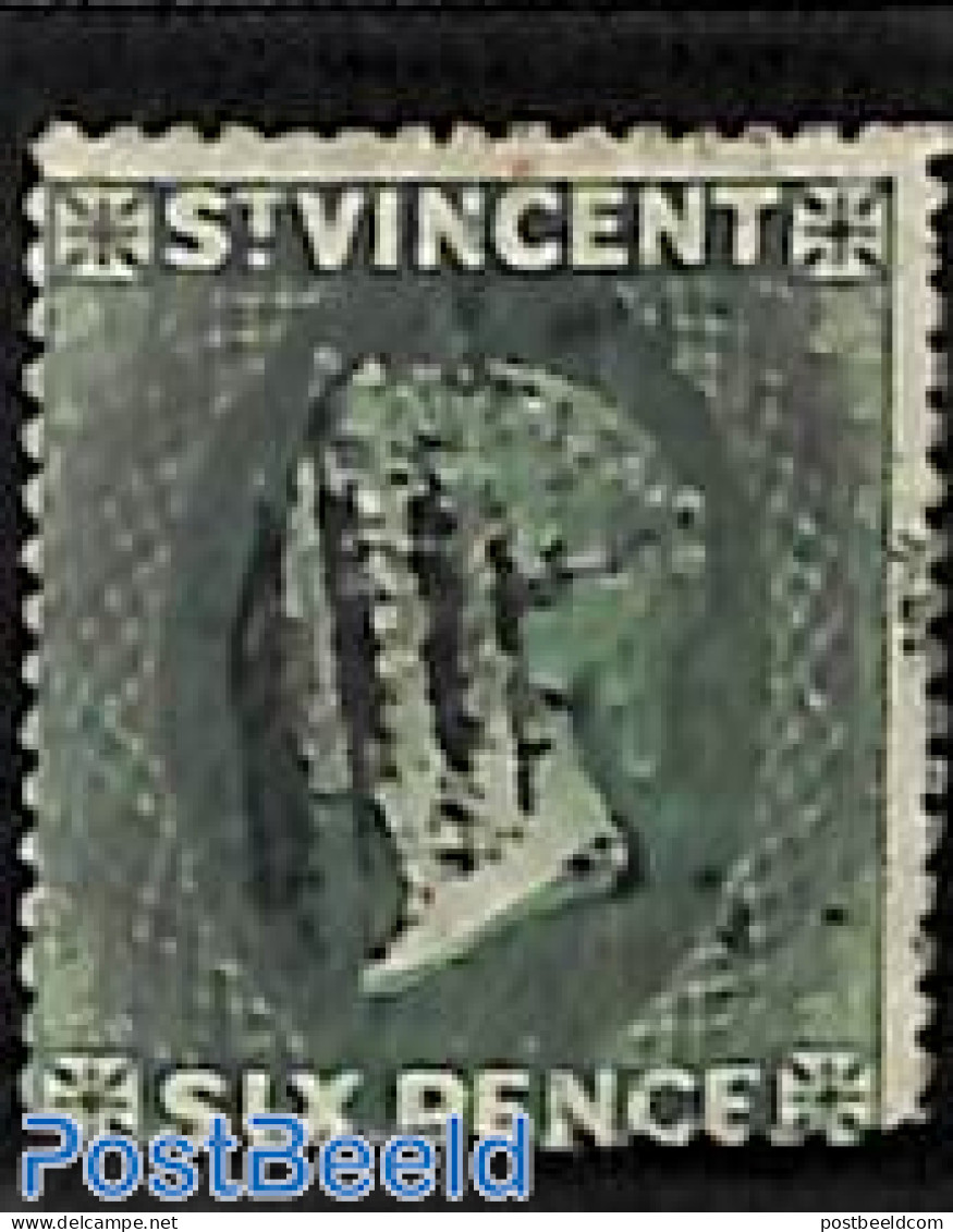 Saint Vincent 1871 6d, Dull Bluegreen, Perf. 15, Used, Used Stamps - St.Vincent (1979-...)