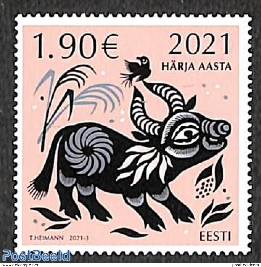 Estonia 2021 Year Of The Ox 1v, Mint NH, Various - New Year - Nouvel An
