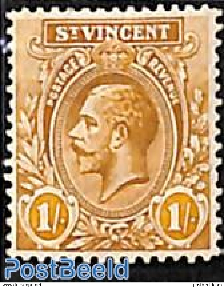 Saint Vincent 1913 1sh, WM Multiple Crown-CA, Stamp Out Of Set, Unused (hinged) - St.Vincent (1979-...)