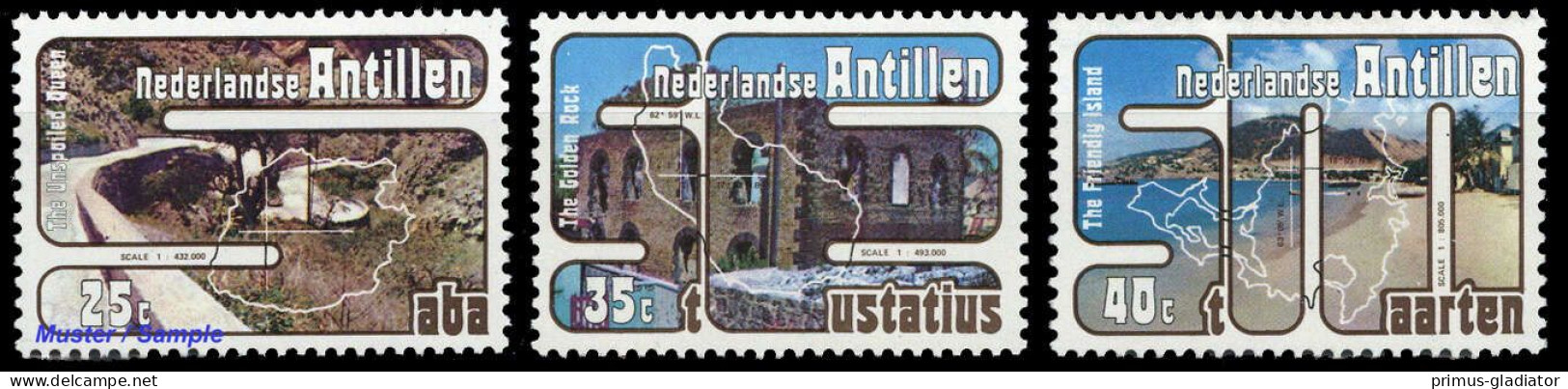 1977, Niederländische Antillen, 345-47, ** - Antilles