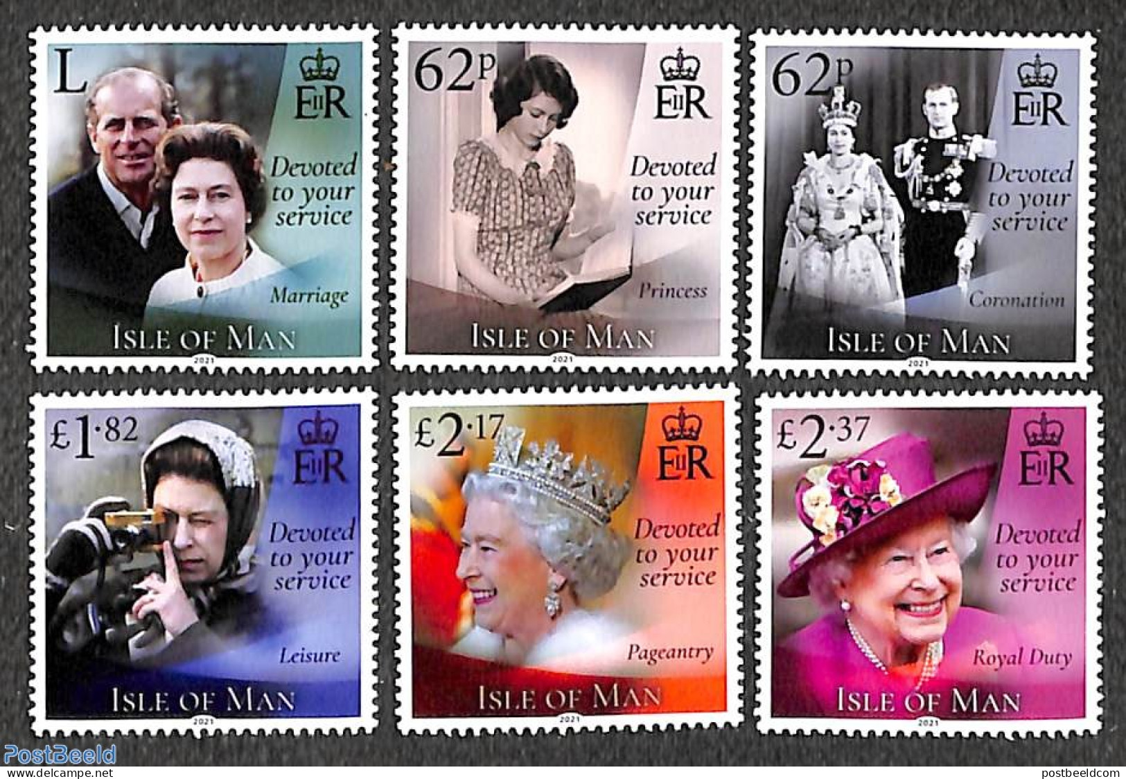 Isle Of Man 2021 Queen Elizabeth II 95th Anniversary 6v, Mint NH, History - Kings & Queens (Royalty) - Familles Royales