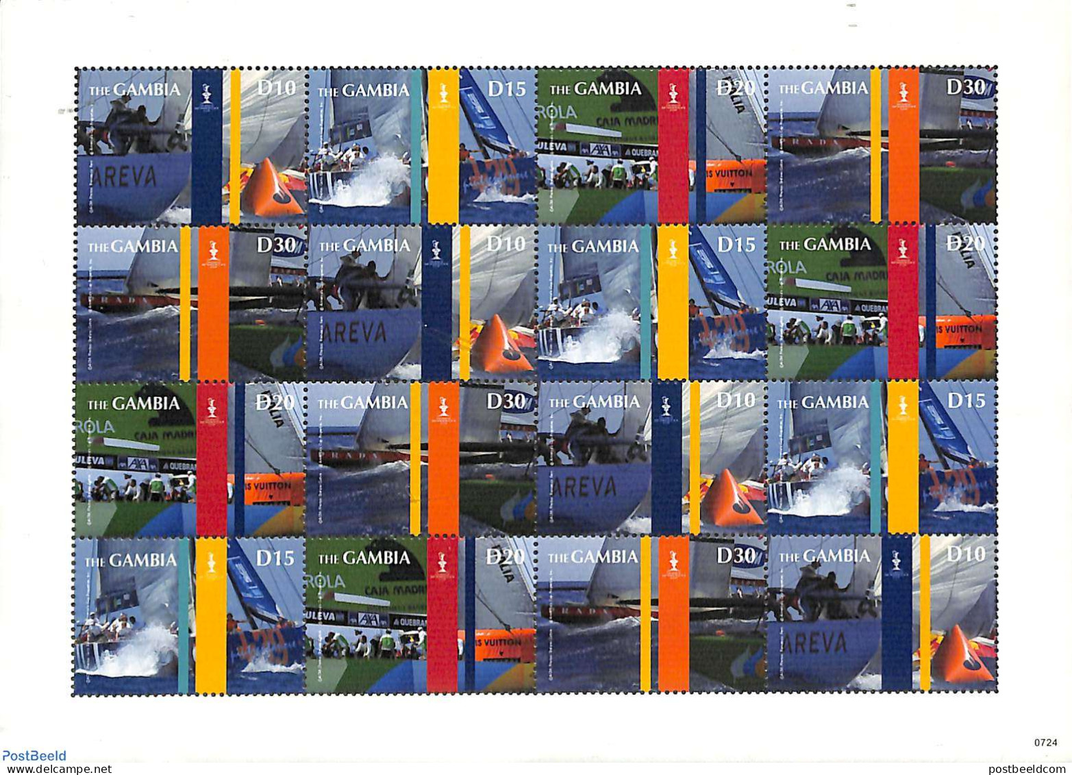 Gambia 2007 Sailing Sports M/s (with 4 Sets), Mint NH, Sport - Transport - Sailing - Ships And Boats - Vela