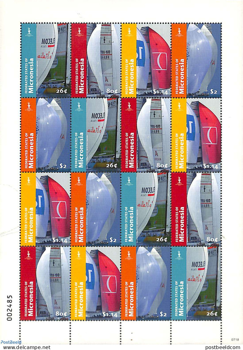Micronesia 2007 America's Cup M/s, Mint NH, Sport - Transport - Sailing - Ships And Boats - Voile