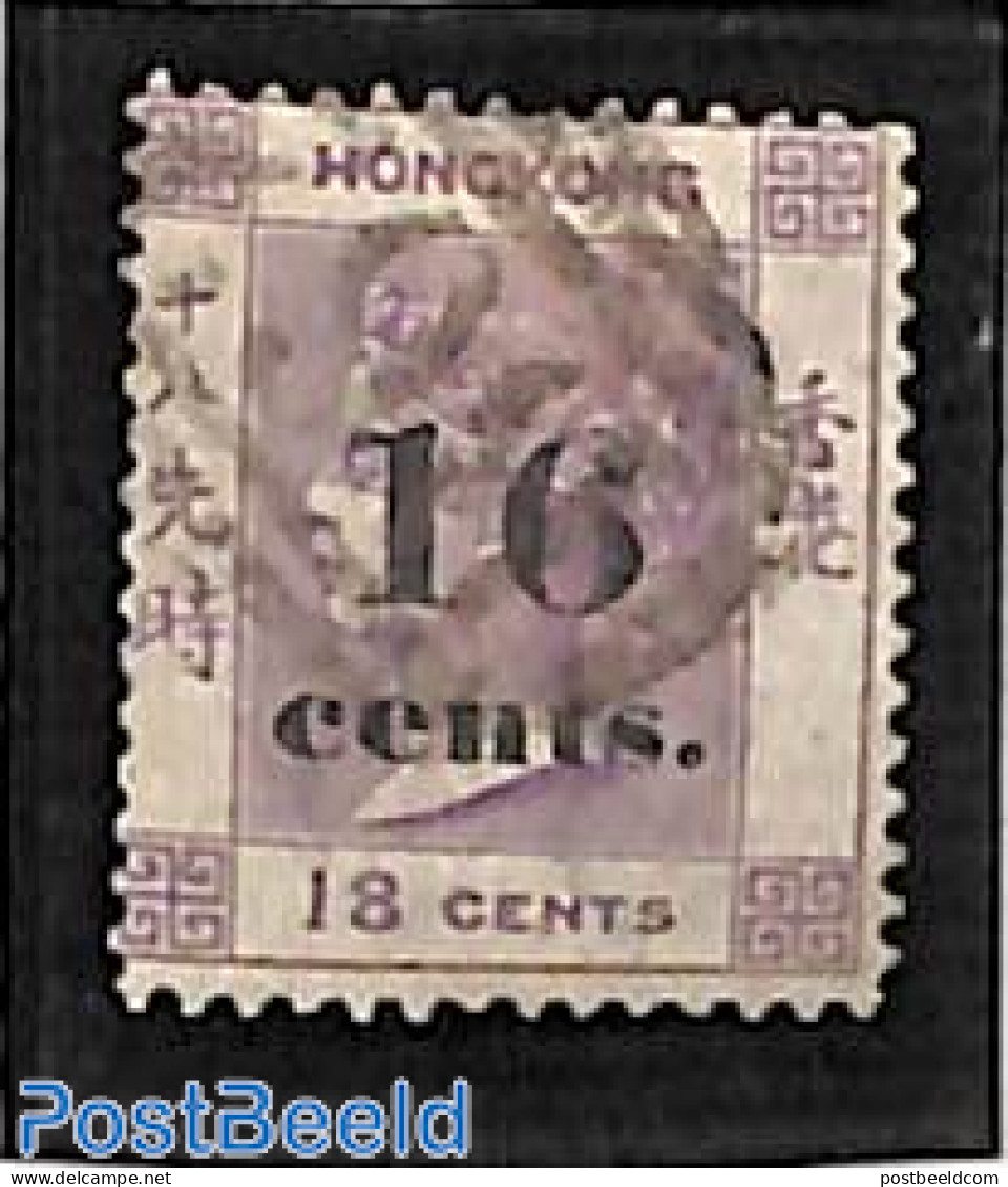 Hong Kong 1876 16 Cents On 18c, Used, Used Stamps - Used Stamps