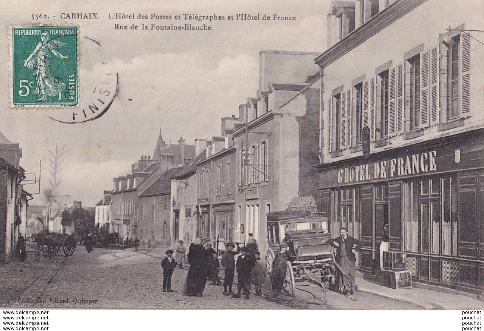 A11-29) CARHAIX - L'HOTEL DES POSTES ET TELEGRAPHES ET L'HOTEL DE FRANCE - RUE DE LA FONTAINE BLANCHE - ( ANIMEE )  - Carhaix-Plouguer