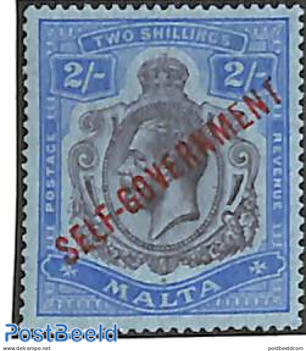 Malta 1922 2sh, WM Mult. CA, Stamp Out Of Set, Unused (hinged) - Malte