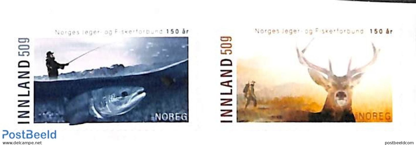 Norway 2021 Hunting And Fishing Association 2v S-a, Mint NH, Nature - Transport - Deer - Fish - Fishing - Hunting - Sh.. - Nuovi