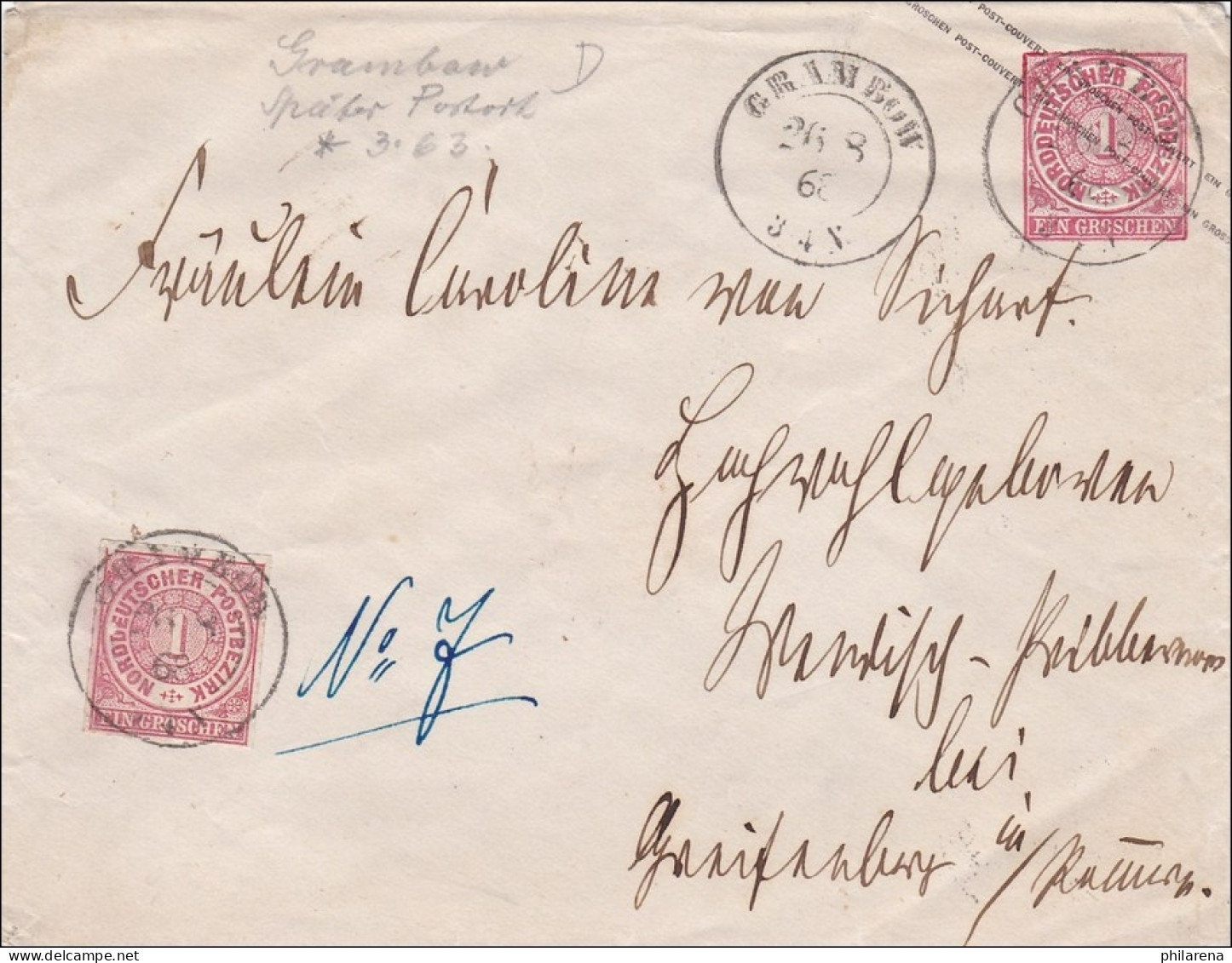 NDP: Ganzsachenumschlag Von Grimbuh 1868 - Storia Postale