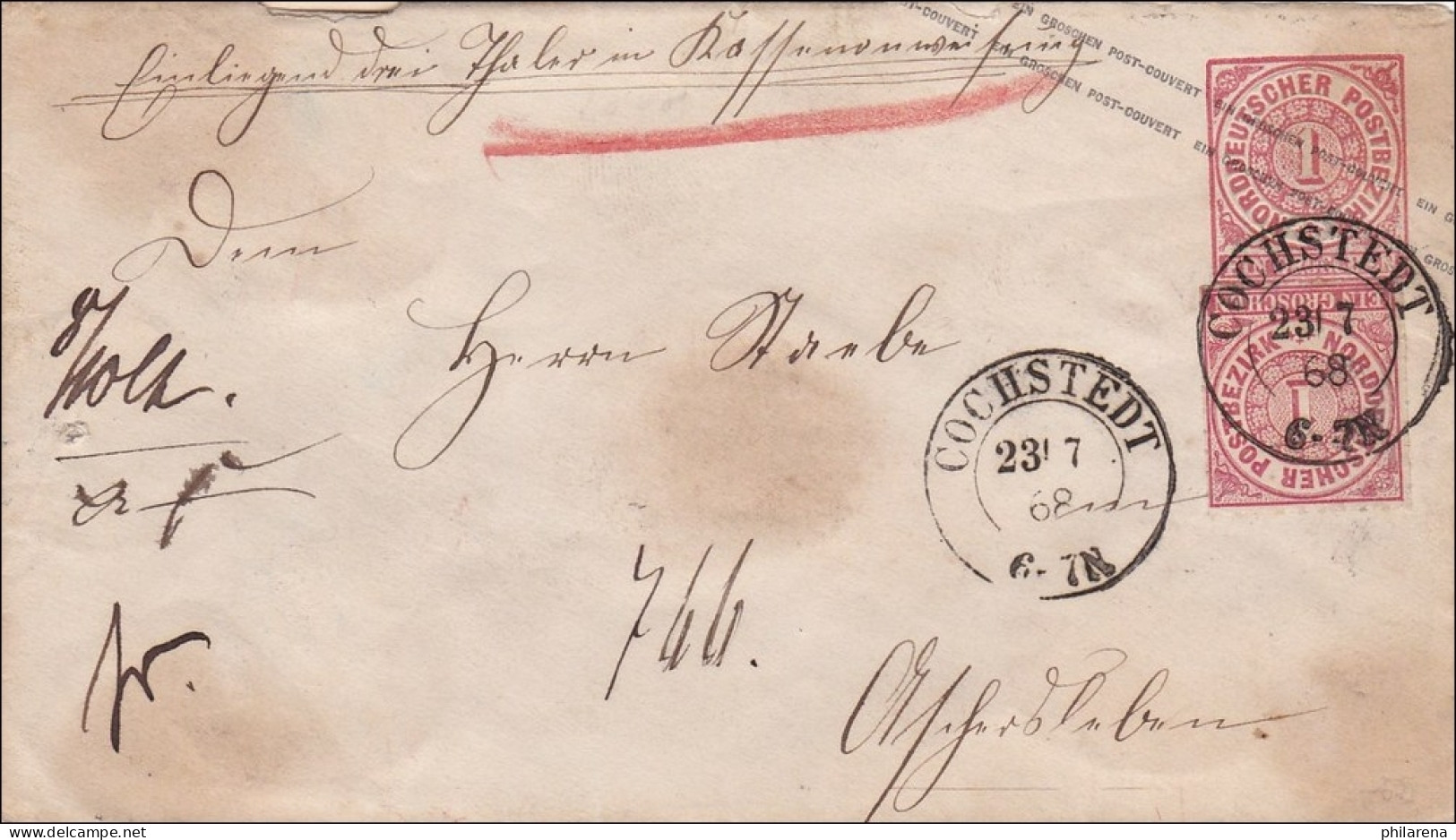 NDP: Ganzsachenumschlag Von Cochstedt 1868 - Storia Postale