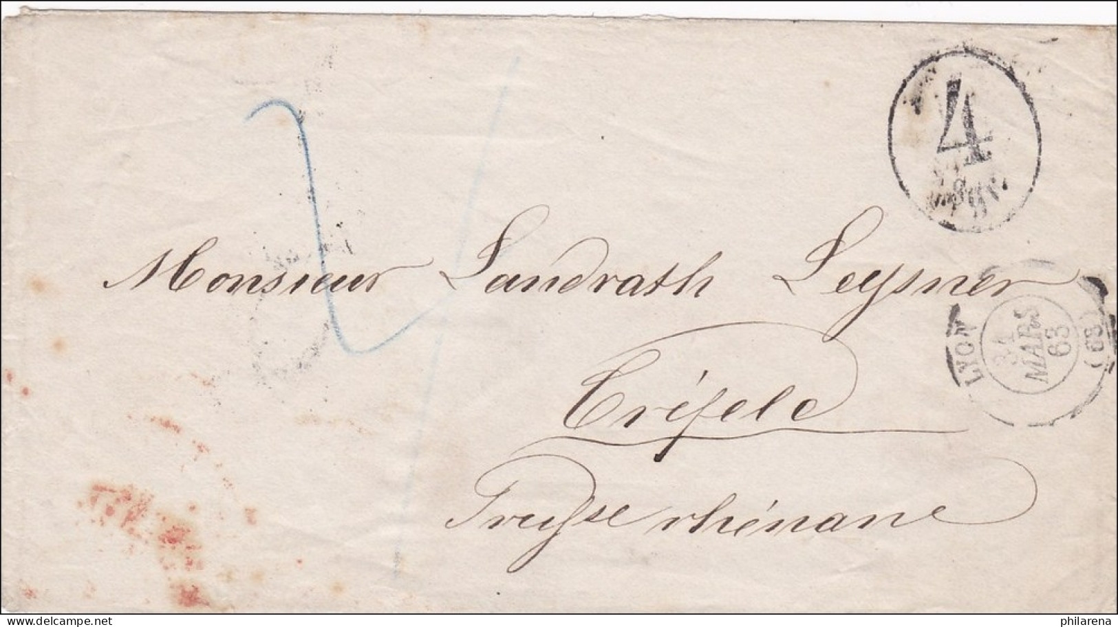 Preussen: Brief Von 1863 Lyon/Paris - Other & Unclassified