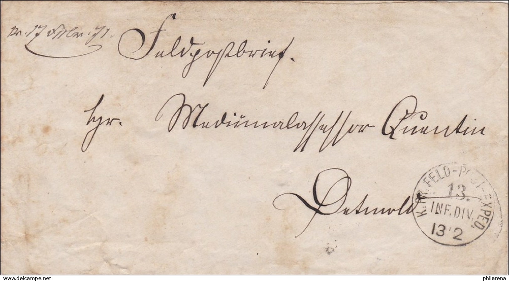 Preussen: Feldpost Brief : K. PR. Infanterie Division Nach Detmold1871 - Sonstige & Ohne Zuordnung