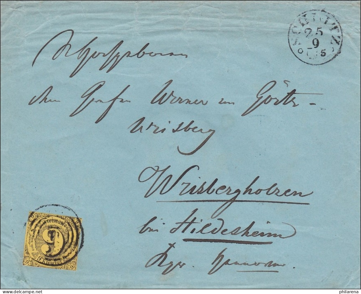 Thurn Und Taxis: Brief Nach Wisberghausen Bei Hildesheim 1855 - Storia Postale