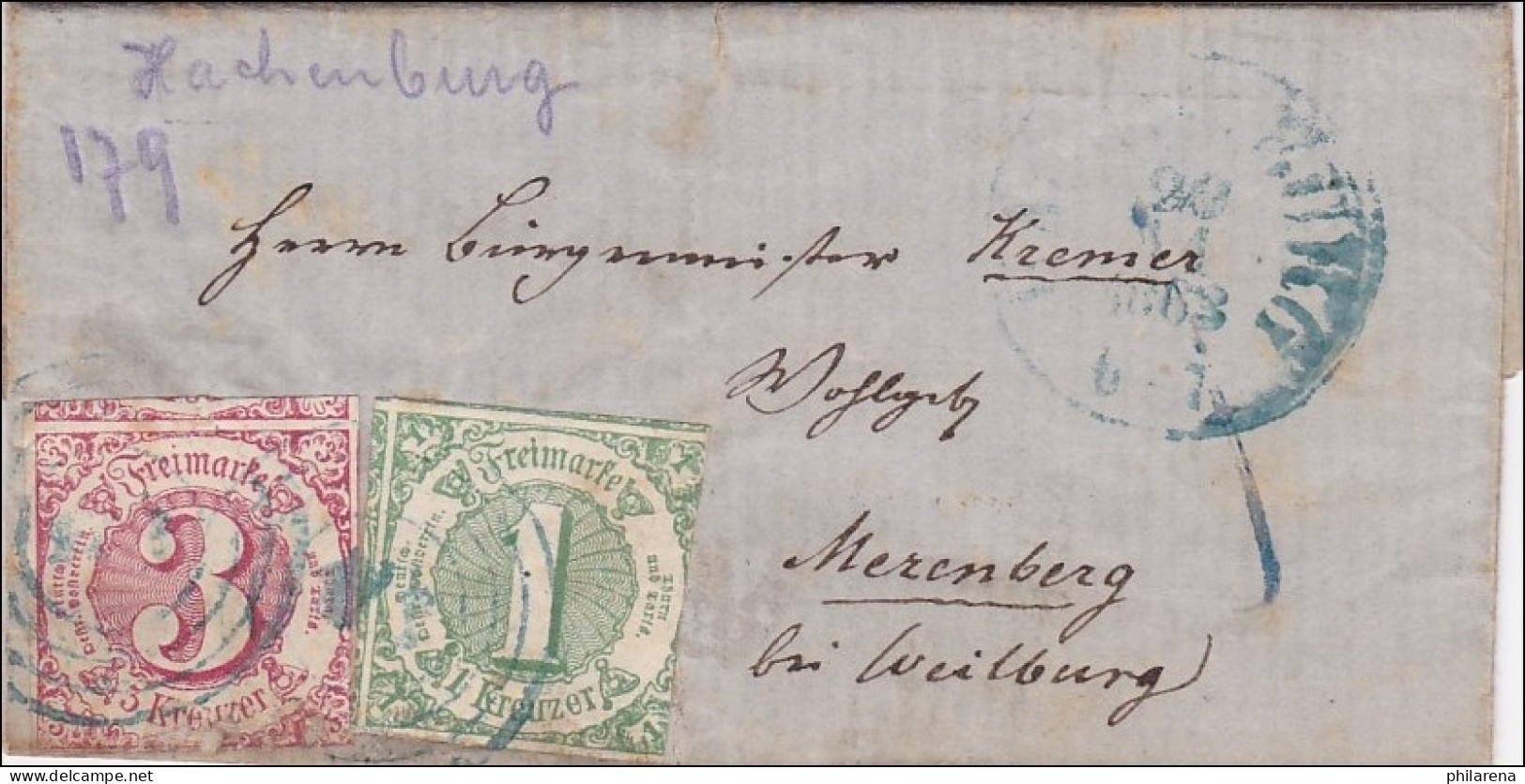 Thurn Und Taxis: Brief Nach Merenberg Bei Weilburg - Seltener Stempel - Lettres & Documents