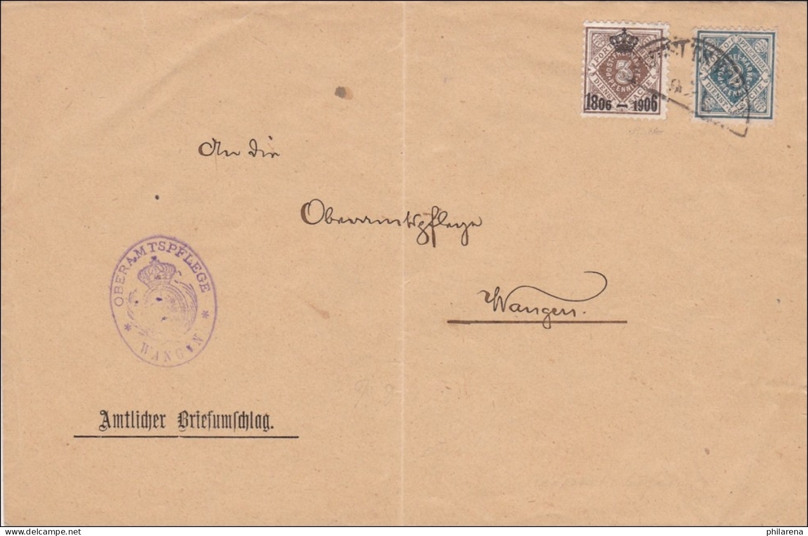 Württemberg: Brief Oberamtspflege Wangen - Storia Postale