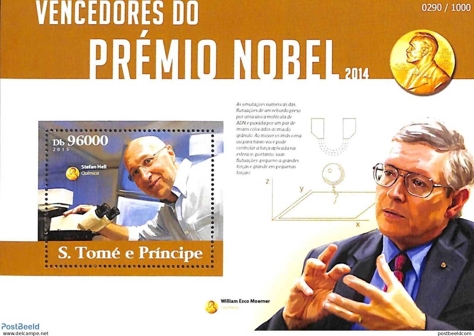 Sao Tome/Principe 2015 Nobelprize Winners 4v S/s, Mint NH, History - Nobel Prize Winners - Prix Nobel