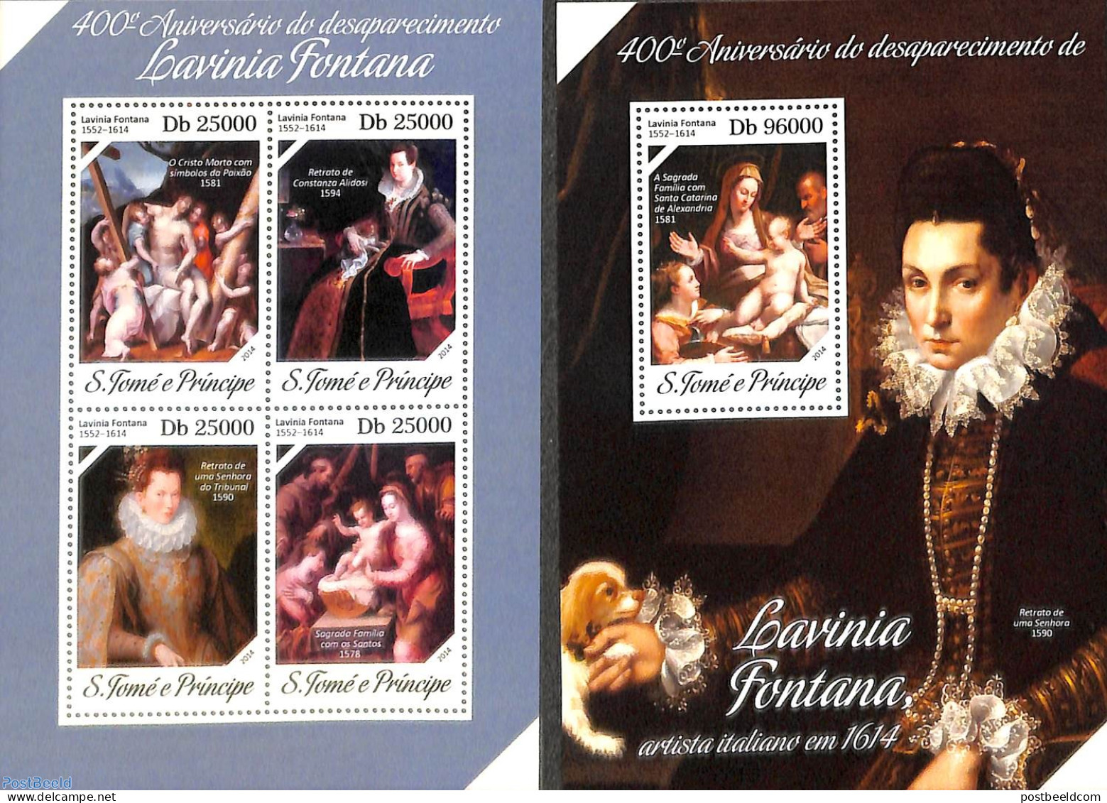 Sao Tome/Principe 2014 Lavinia Fontana 2 S/s, Mint NH, Art - Paintings - Sao Tomé Y Príncipe