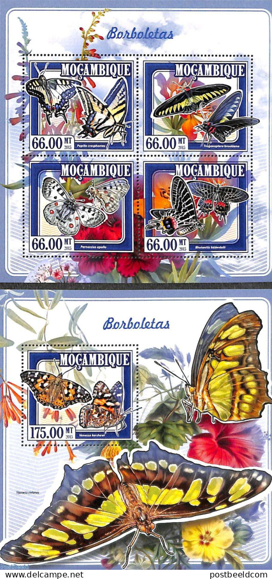 Mozambique 2015 Butterflies 2 S/s, Mint NH, Nature - Butterflies - Mozambique