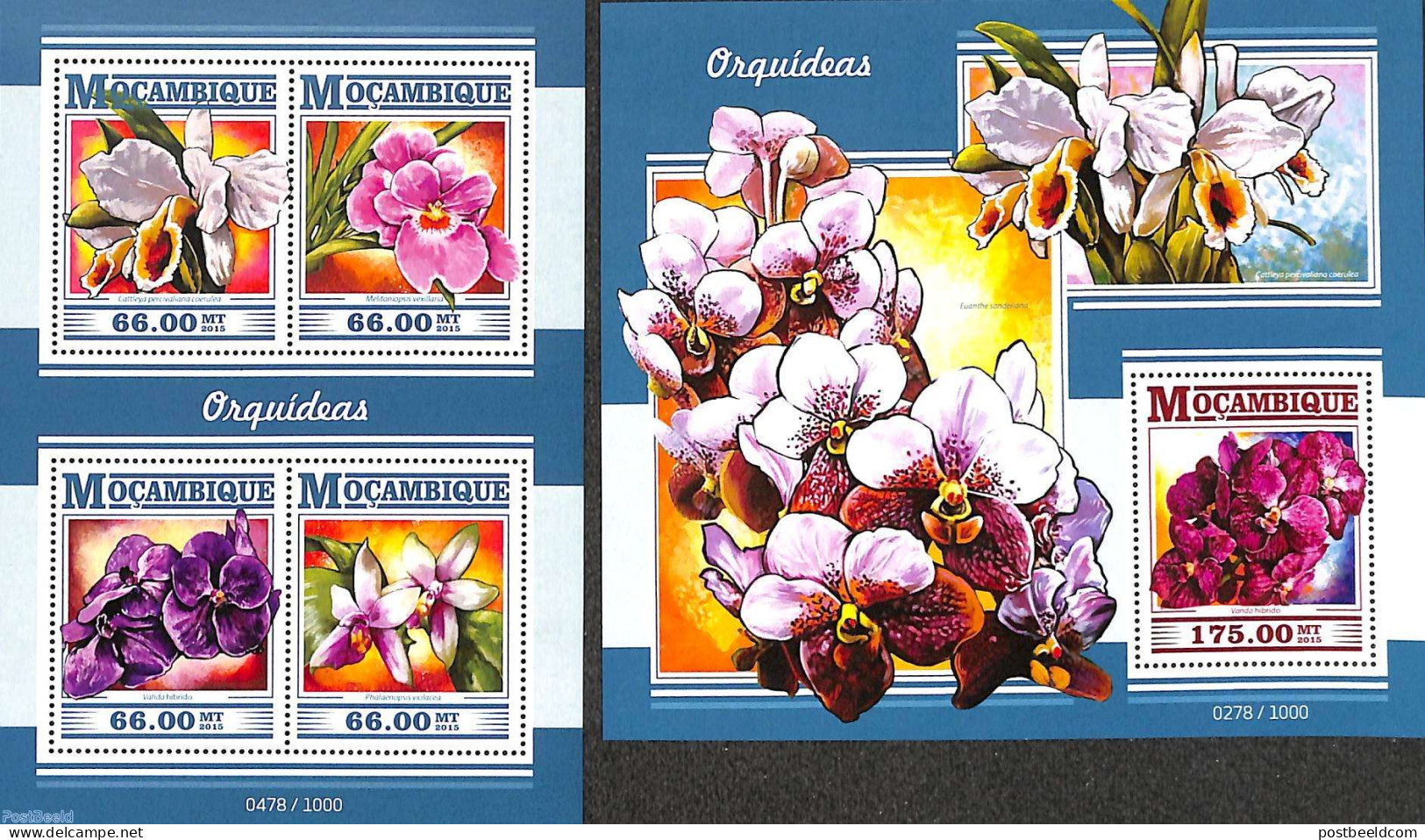 Mozambique 2015 Orchids 2 S/s, Mint NH, Nature - Flowers & Plants - Orchids - Mozambique
