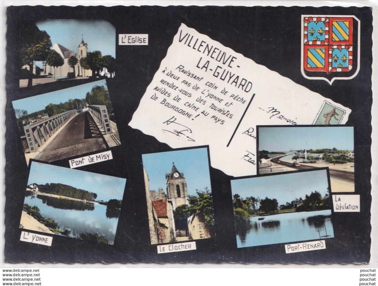 89) VILLENEUVE LA GUYARD - L 'EGLISE - PONT PONT DE MISY , RENARD - L' YONNE - LE CLOCHER - LA DEVIATION - (   2 SCANS ) - Villeneuve-la-Guyard