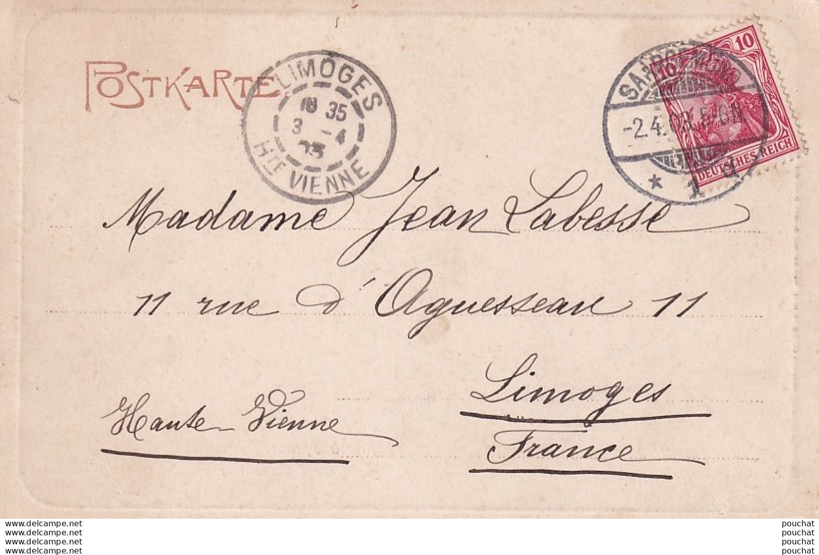 J9-57) SARREGUEMINES - JOUR DE L ' ASSOMPTION - PROCESSION - OBLITERATION DE 1903 - 2 SCANS  - Sarreguemines