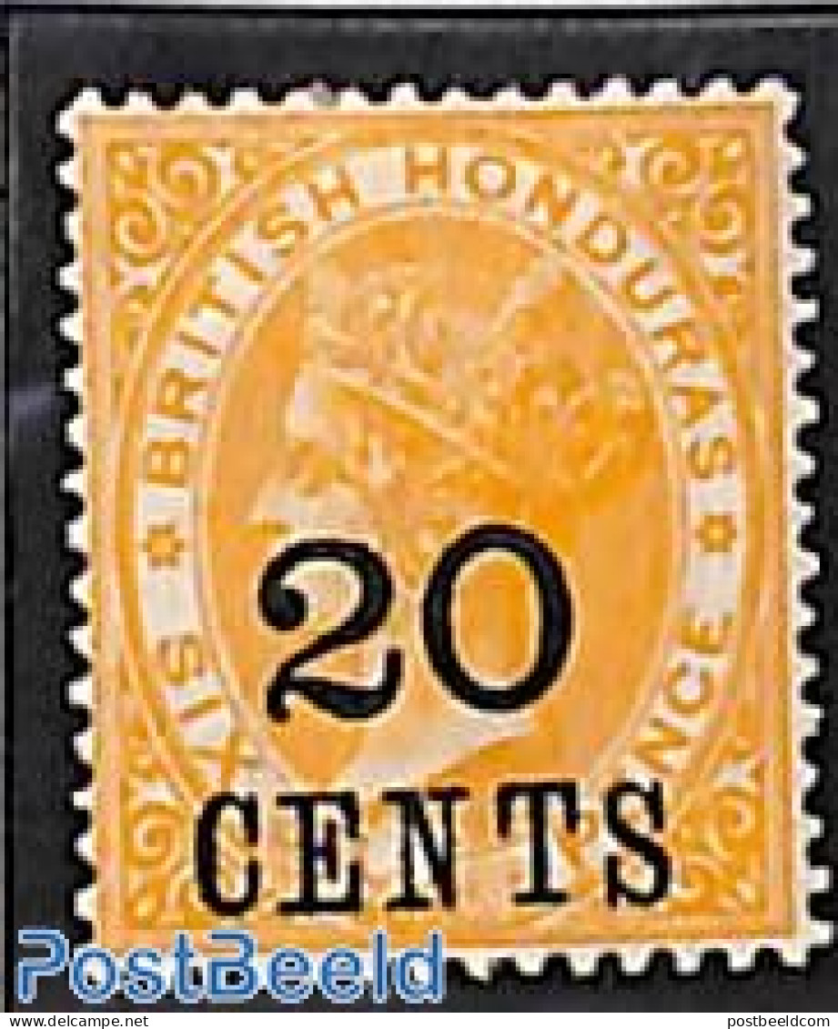 Belize/British Honduras 1888 20c On 6d, Stamp Out Of Set, Unused (hinged) - Honduras Británica (...-1970)